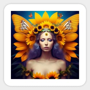 Sunflower Butterfly Goddess Sticker